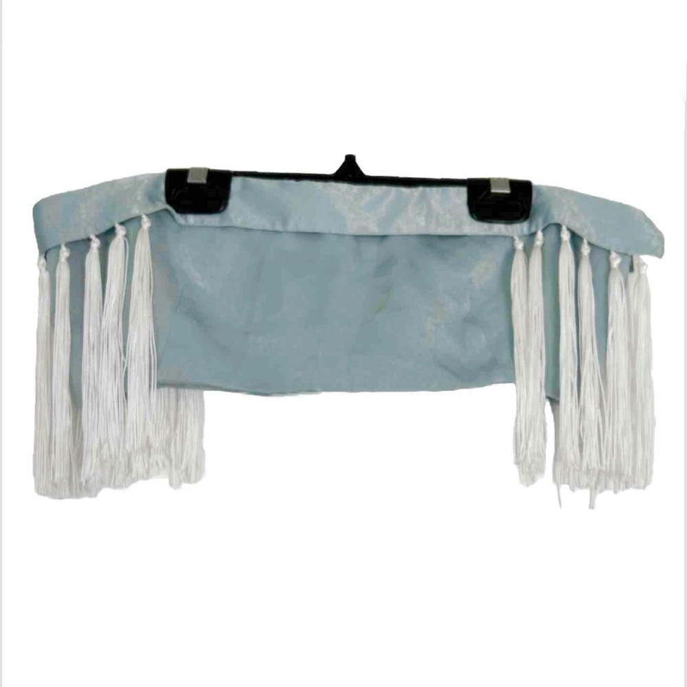 Ciao Sea Light Blue Crop Top Bandeau Tube White Tassels Large Beach Vacation Fun